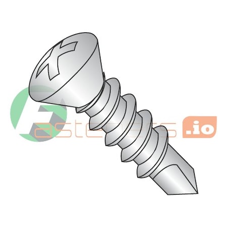 Newport Fasteners Self-Drilling Screw, #8 x 1-1/2 in, Plain 18-8 Stainless Steel Oval Head Phillips Drive, 2000 PK 552903
